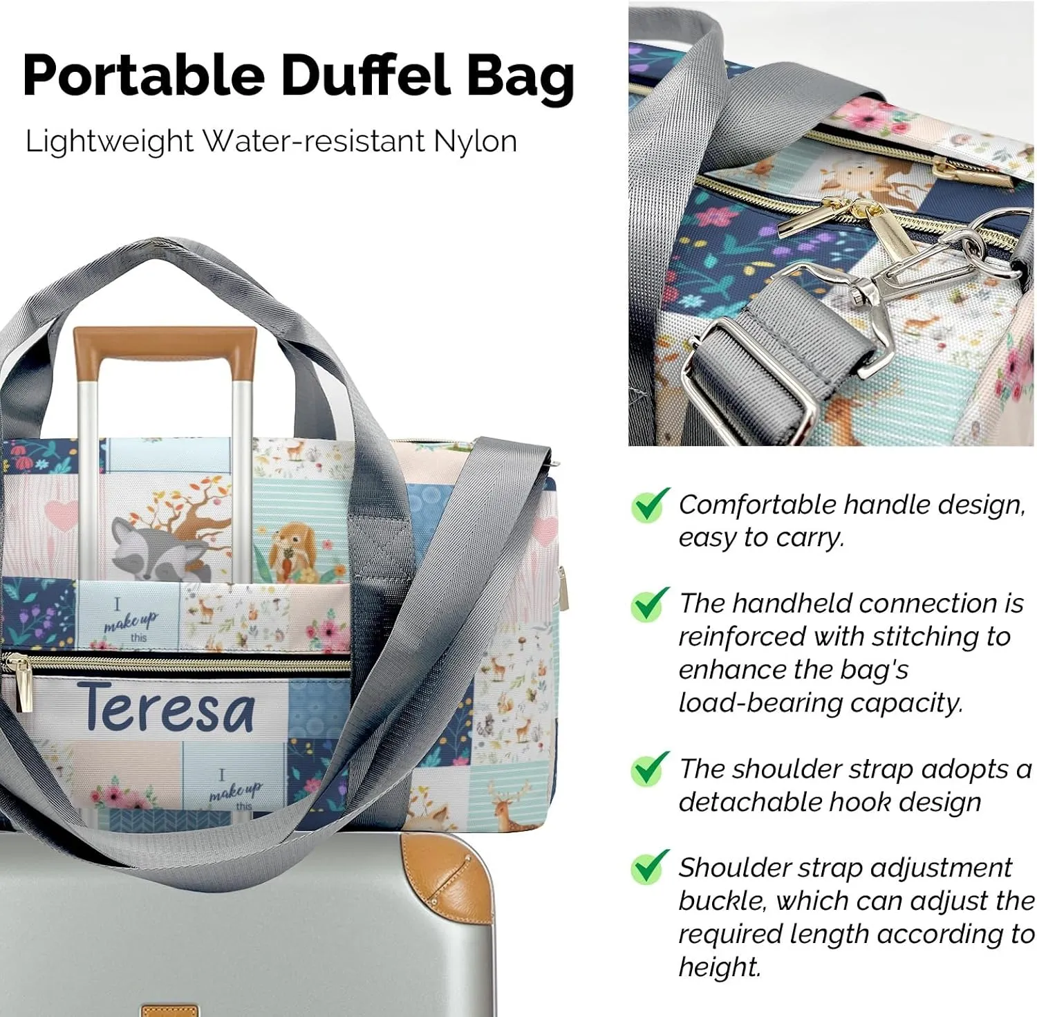 Personalized Animals Custom Multi-functional Travel Bag, Unisex Portable Duffel Bag, Short Distance Travel Assistant.