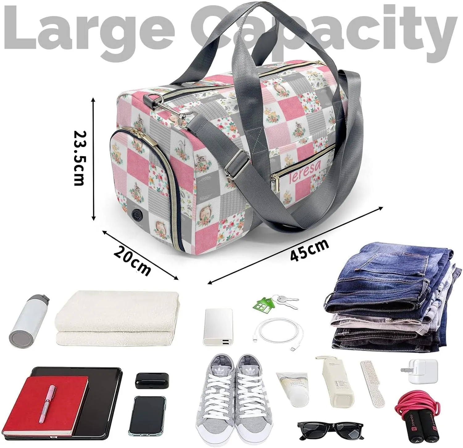 Personalized Animals Custom Multi-functional Travel Bag, Unisex Portable Duffel Bag, Short Distance Travel Assistant.
