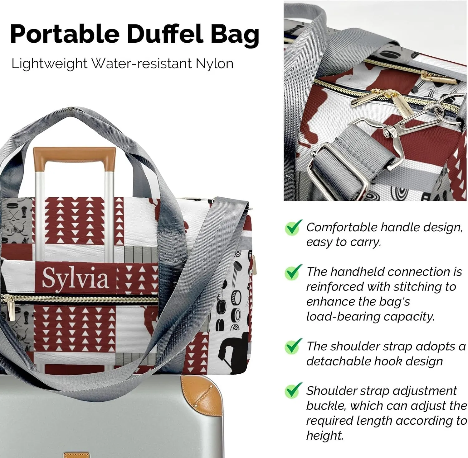 Personalized Ball Custom Multi-functional Travel Bag, Unisex Portable Duffel Bag, Short Distance Travel Assistant