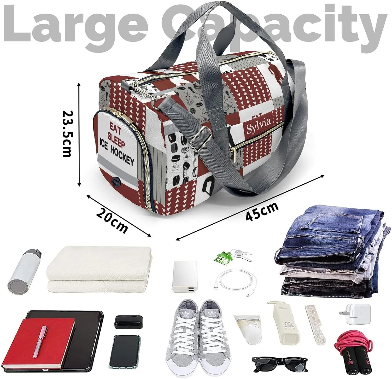 Personalized Ball Custom Multi-functional Travel Bag, Unisex Portable Duffel Bag, Short Distance Travel Assistant