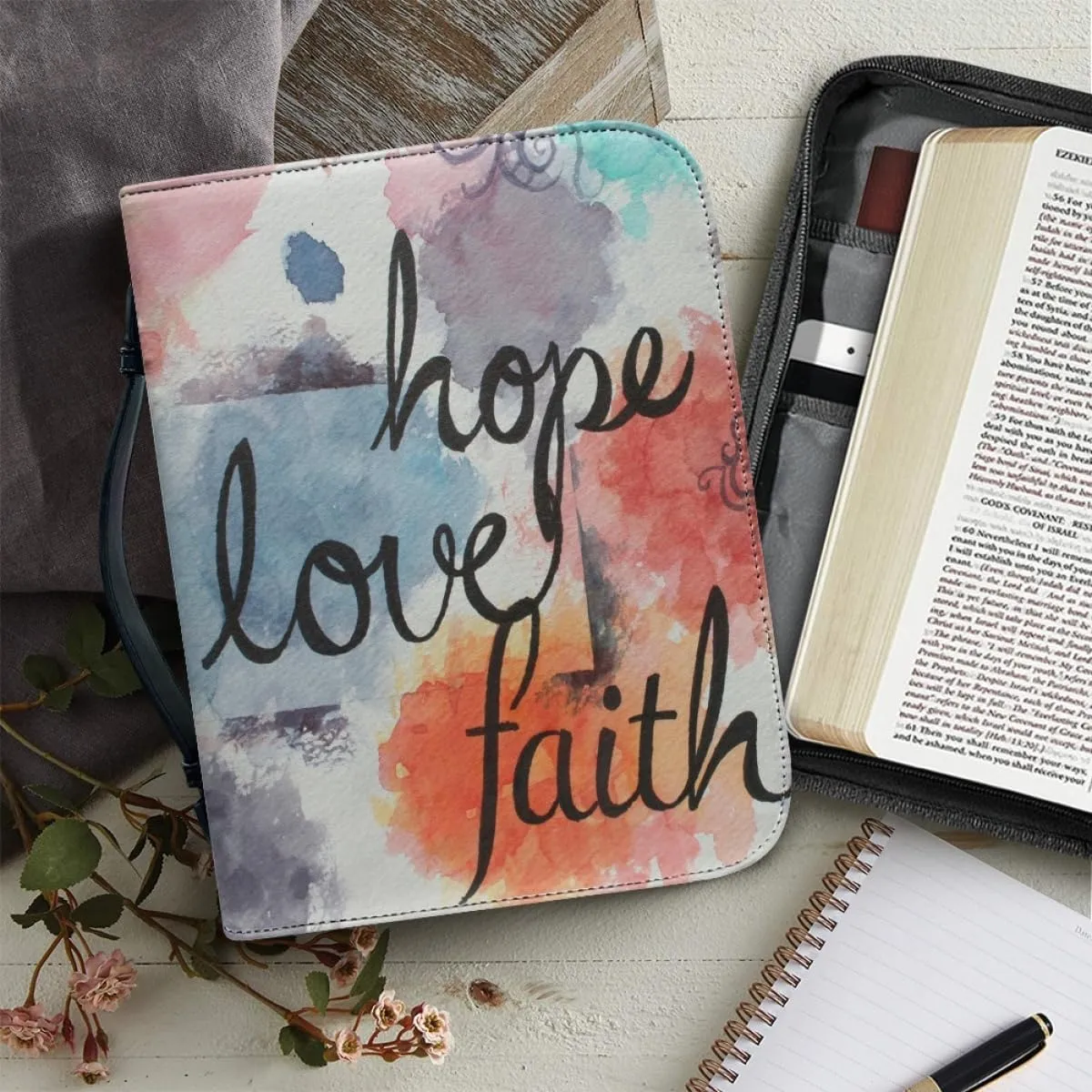 Personalized Bible Covers for Women Custom Name Photos Bible Case Bag for Women Lightweight Bible Holder, Black, Fit 6"x9" Bible