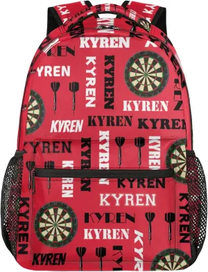 Personalized Darts Backpack with Name, Sports Bag Backpack for Men Women, Customized Laptop Backpacks Travel Camping Daypack, Red