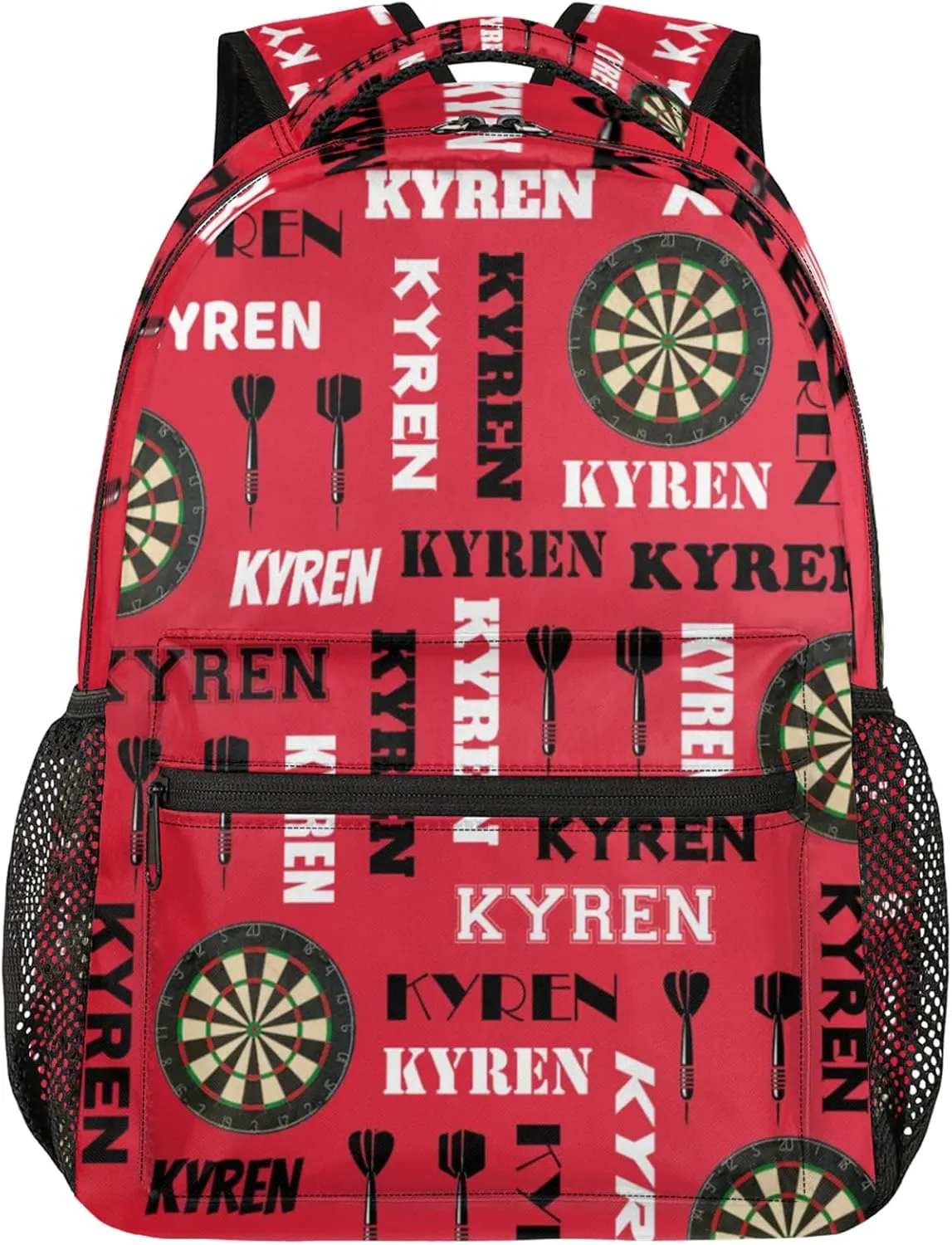 Personalized Darts Backpack with Name, Sports Bag Backpack for Men Women, Customized Laptop Backpacks Travel Camping Daypack, Red