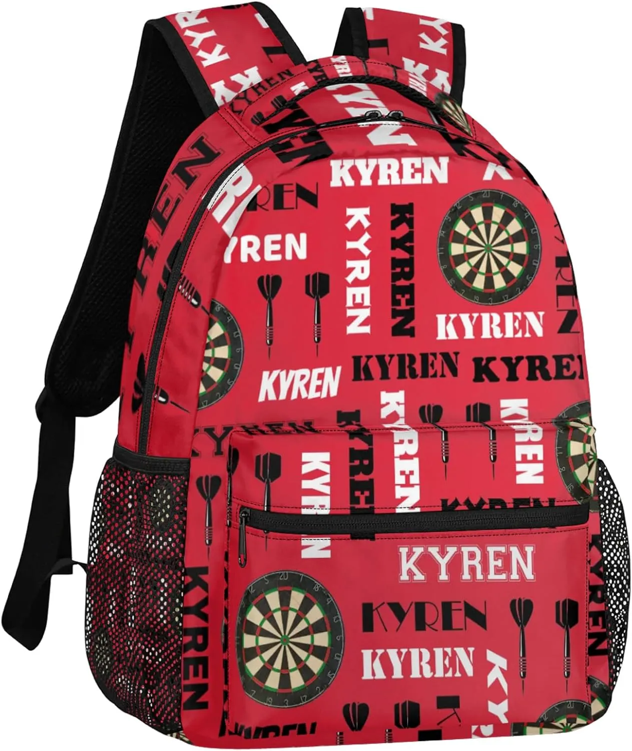 Personalized Darts Backpack with Name, Sports Bag Backpack for Men Women, Customized Laptop Backpacks Travel Camping Daypack, Red