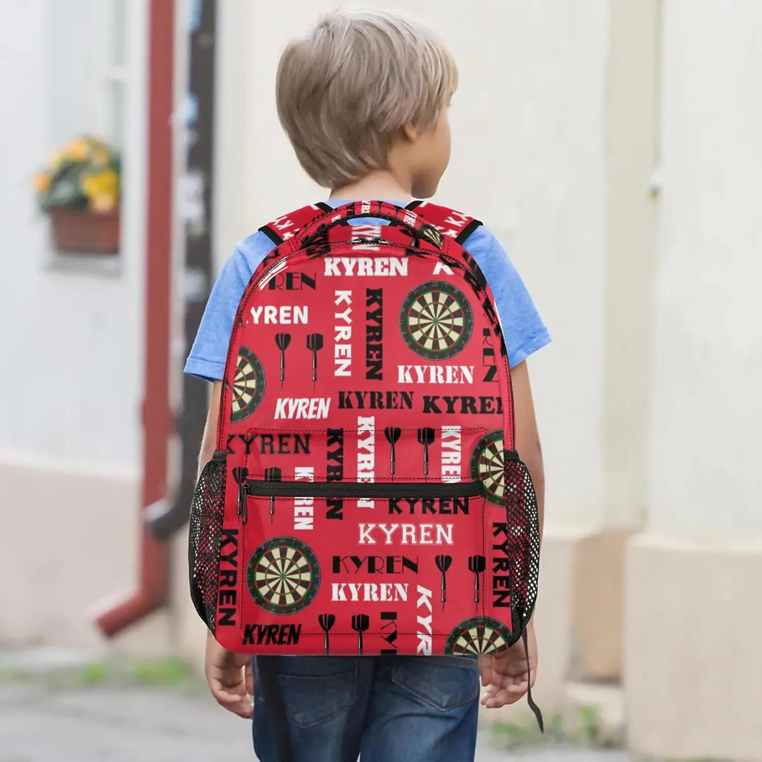 Personalized Darts Backpack with Name, Sports Bag Backpack for Men Women, Customized Laptop Backpacks Travel Camping Daypack, Red