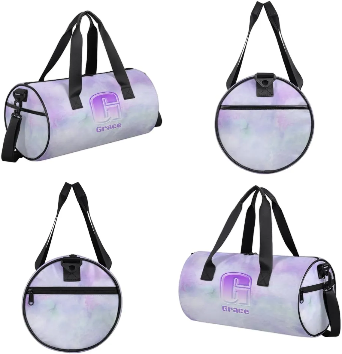 Personalized Duffel Bag for Dance Travel Gymnastics Sports, Dance Bag for Kids Boys Girls Men Women Gym Weekend Beach Sleepover Purple Watercolor