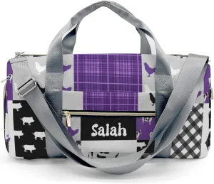 Personalized Farm Cow Rooster Car Purple Custom Multi-functional Travel Bag, Unisex Portable Duffel Bag, Short Distance Travel Assistant