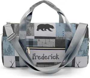Personalized Forest Animals Bear Custom Multi-functional Travel Bag, Unisex Portable Duffel Bag, Short Distance Travel Assistant