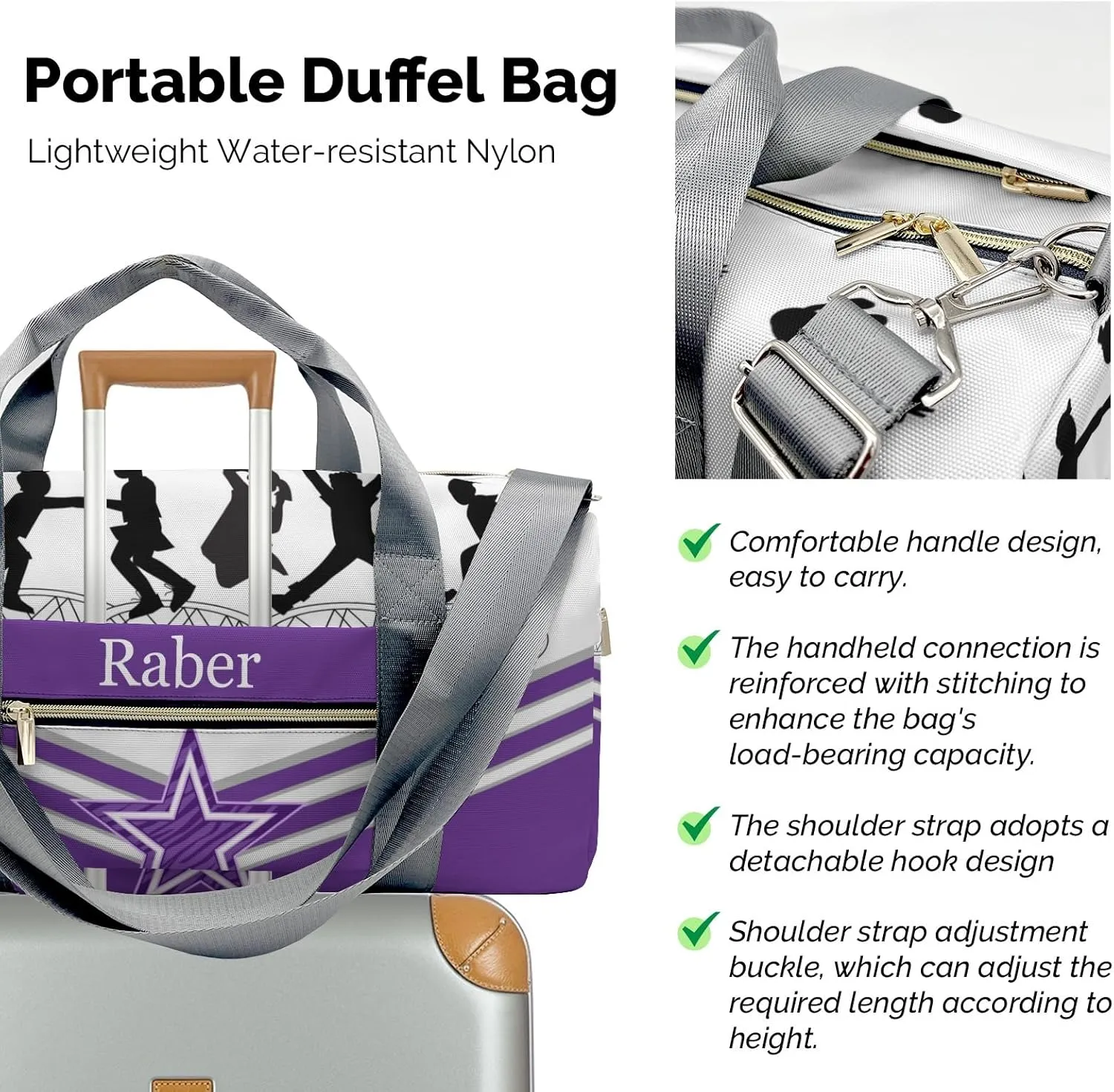 Personalized Jumping Trampoline Purple Athlete Customized Multi-functional Handbag Travel Bag, Unisex Portable Travel Bag, Sports and Fitness Duffel Bag, Short Trip Storage Bag