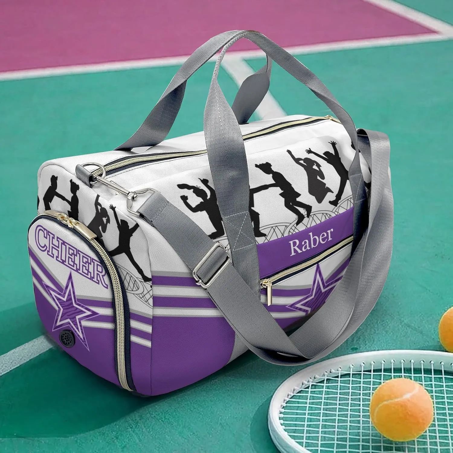 Personalized Jumping Trampoline Purple Athlete Customized Multi-functional Handbag Travel Bag, Unisex Portable Travel Bag, Sports and Fitness Duffel Bag, Short Trip Storage Bag