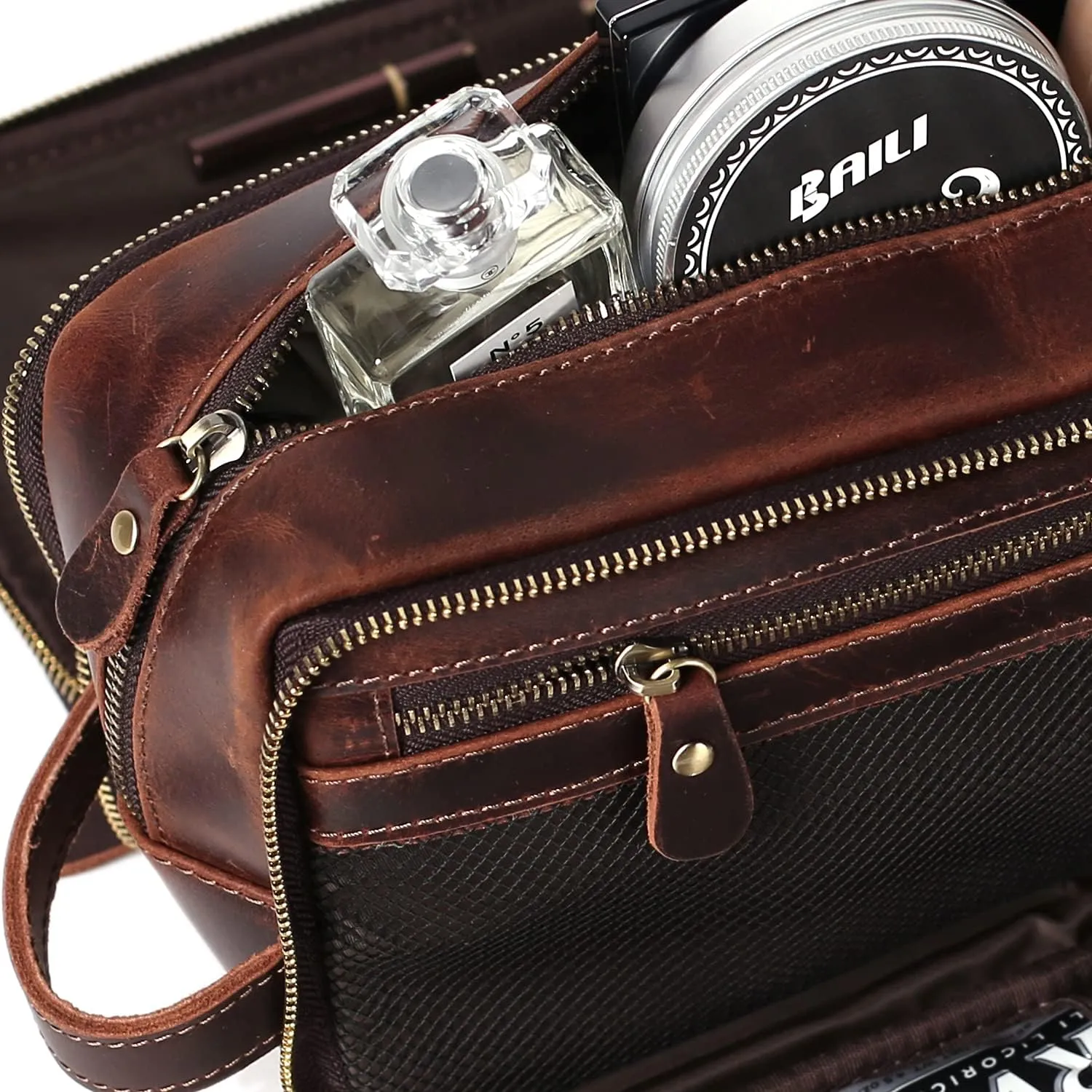 Personalized Leather Toiletry Bag for Men, 1/3/6pcs Wedding Gift Travel Shaving Dopp Kit - Cosmetic Bags Toiletries Bathroom Organizer - Groomsmen Gift(A1pc)