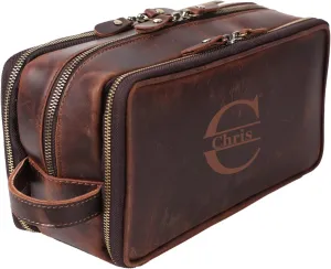 Personalized Leather Toiletry Bag for Men, 1/3/6pcs Wedding Gift Travel Shaving Dopp Kit - Cosmetic Bags Toiletries Bathroom Organizer - Groomsmen Gift(A1pc)
