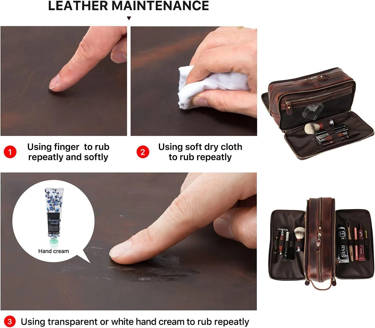 Personalized Leather Toiletry Bag for Men, 1/3/6pcs Wedding Gift Travel Shaving Dopp Kit - Cosmetic Bags Toiletries Bathroom Organizer - Groomsmen Gift(A1pc)