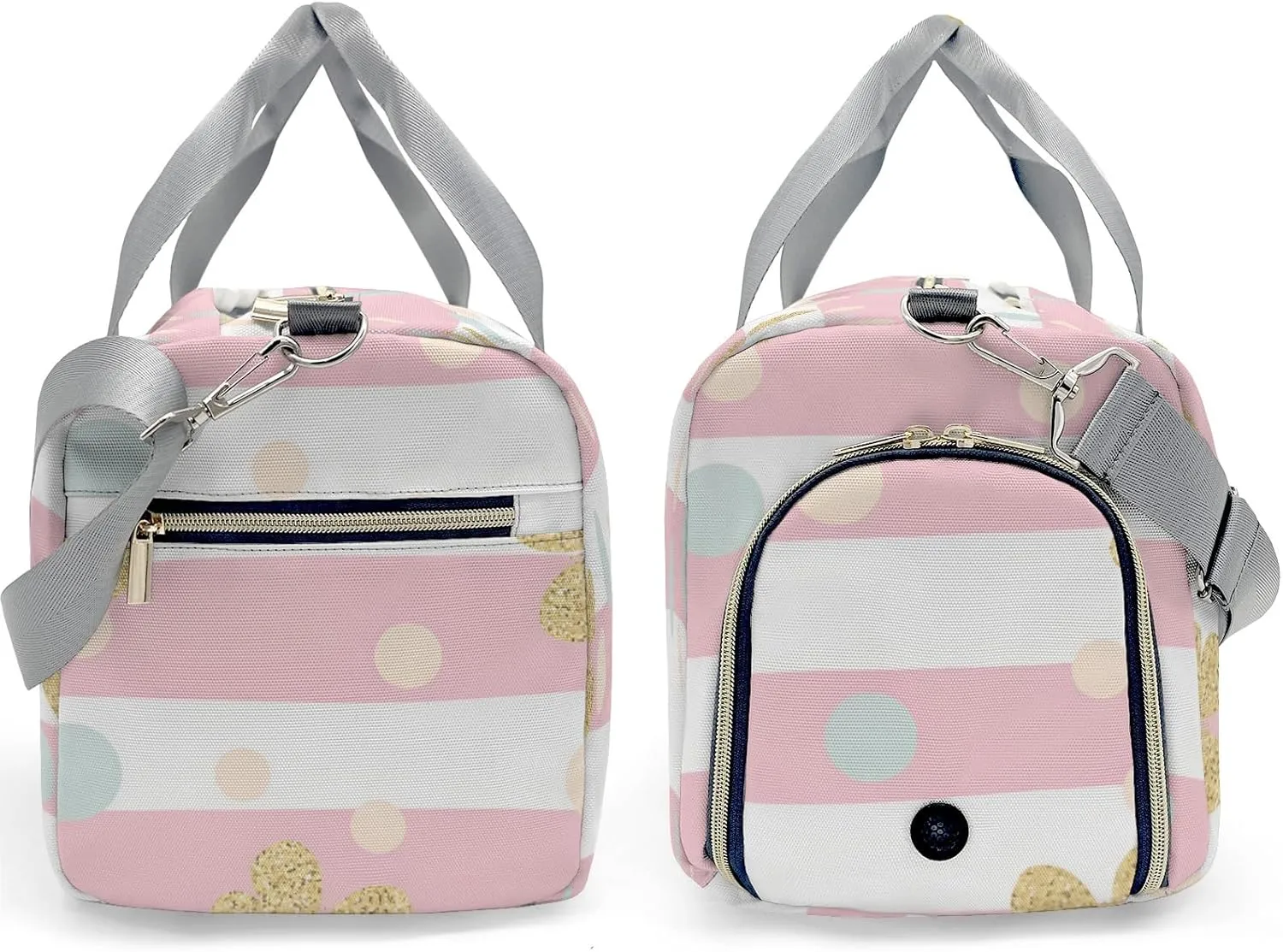 Personalized Pink Glod Glitter Butterfly Dots Custom Multi-functional Travel Bag, Unisex Portable Duffel Bag, Short Distance Travel Assistant.