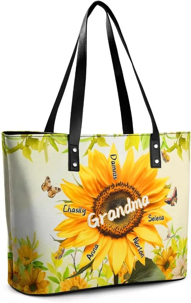 Personalized Shoulder Bag Custom Names Mothers Day Handbag Large Capacity Handbag Gift for Grandmother Mom Mother