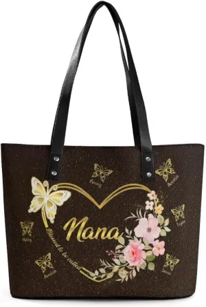Personalized Shoulder Bag Custom Names Mothers Day Handbag Large Capacity Handbag Gift for Grandmother Mom Mother