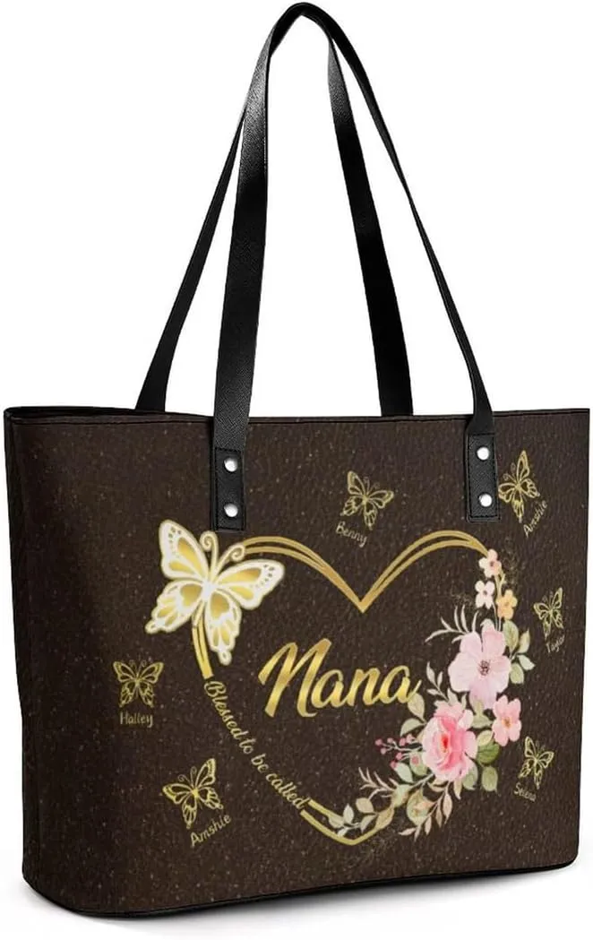 Personalized Shoulder Bag Custom Names Mothers Day Handbag Large Capacity Handbag Gift for Grandmother Mom Mother