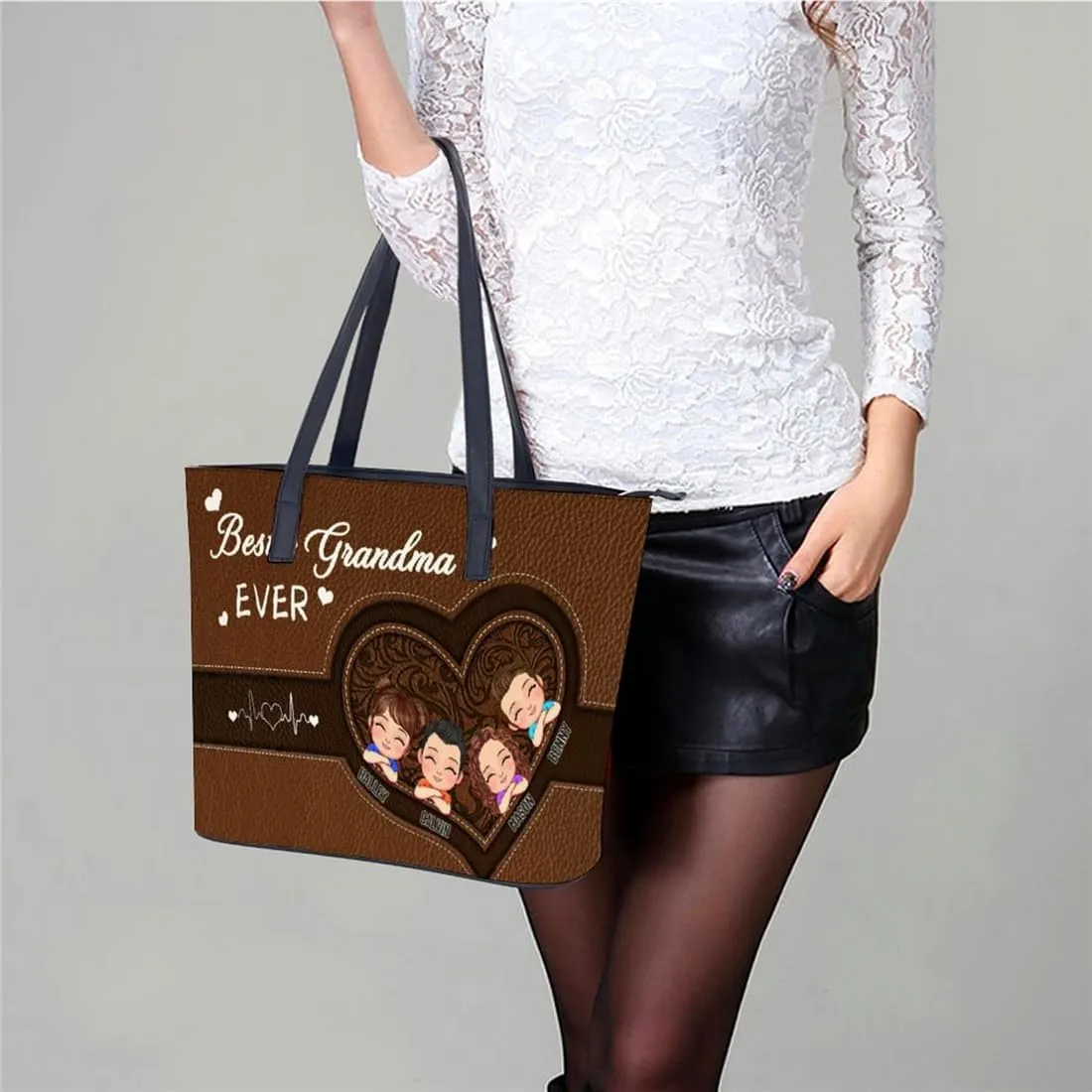 Personalized Shoulder Bag Custom Names Mothers Day Handbag Large Capacity Handbag Gift for Grandmother Mom Mother
