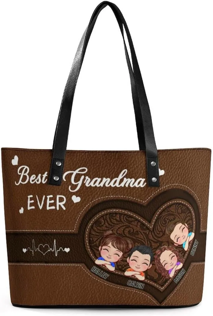 Personalized Shoulder Bag Custom Names Mothers Day Handbag Large Capacity Handbag Gift for Grandmother Mom Mother