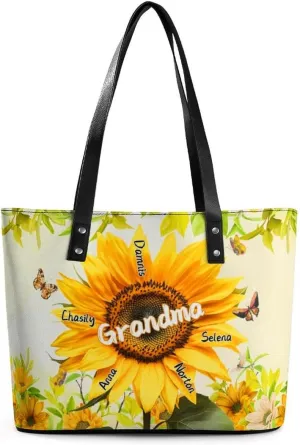 Personalized Shoulder Bag Custom Names Mothers Day Handbag Large Capacity Handbag Gift for Grandmother Mom Mother