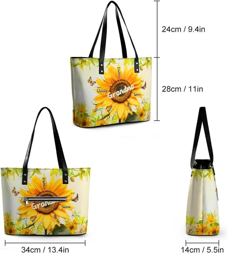 Personalized Shoulder Bag Custom Names Mothers Day Handbag Large Capacity Handbag Gift for Grandmother Mom Mother