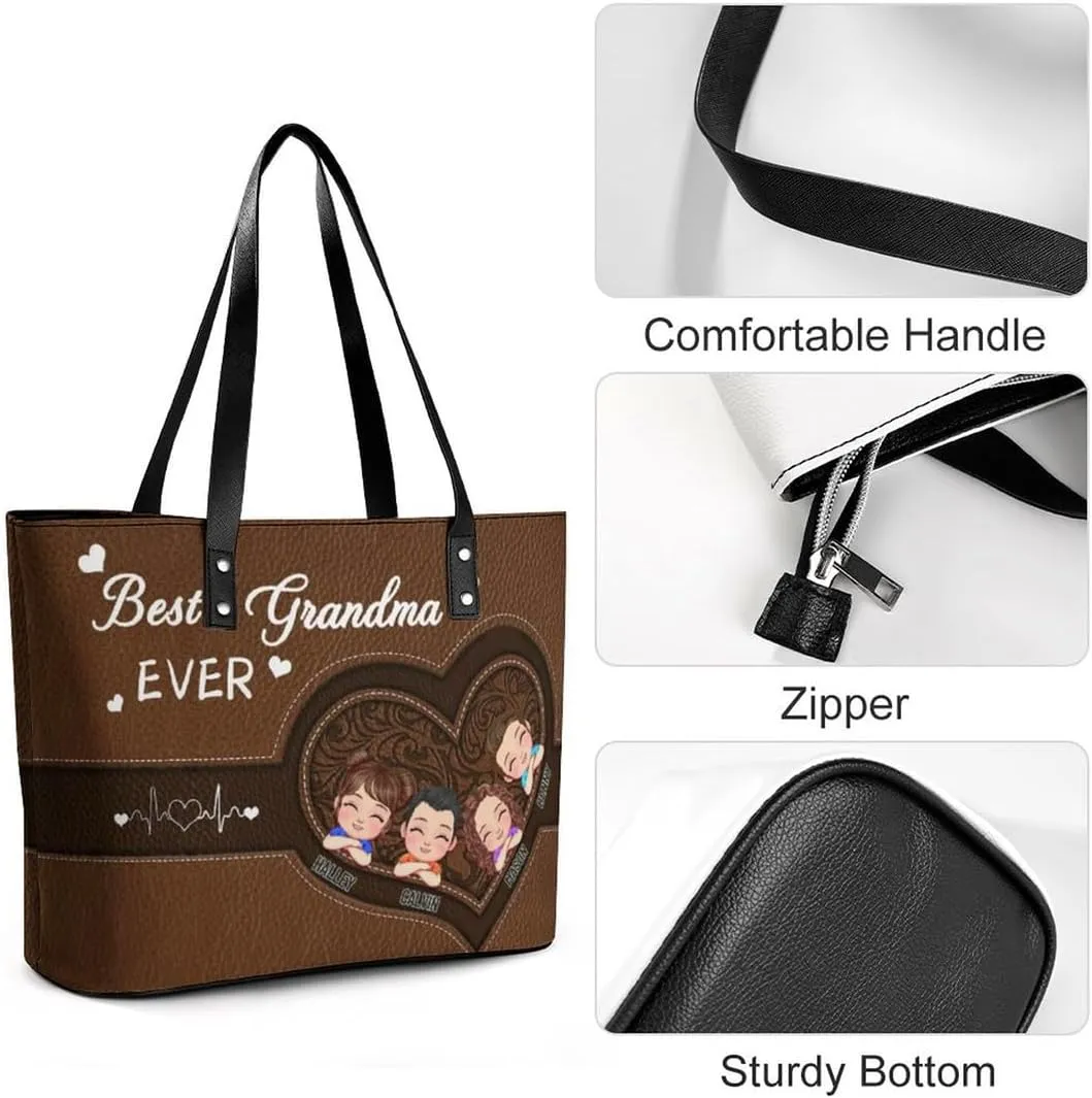 Personalized Shoulder Bag Custom Names Mothers Day Handbag Large Capacity Handbag Gift for Grandmother Mom Mother