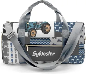 Personalized Vintage Car Patchwork Truck Blue Custom Multi-functional Travel Bag, Unisex Portable Duffel Bag, Short Distance Travel Assistant