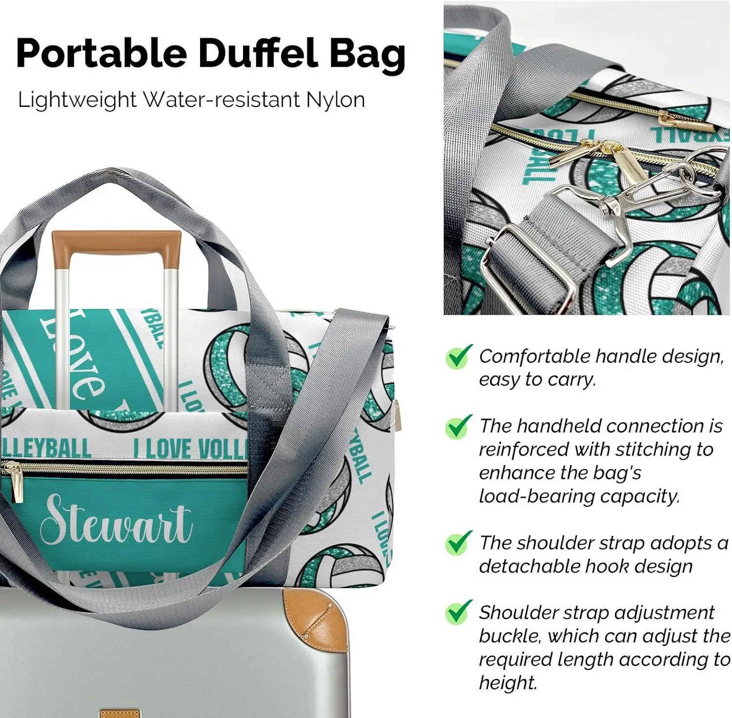 Personalized Volleyball Custom Multi-functional Travel Bag, Unisex Portable Duffel Bag, Short Distance Travel Assistant