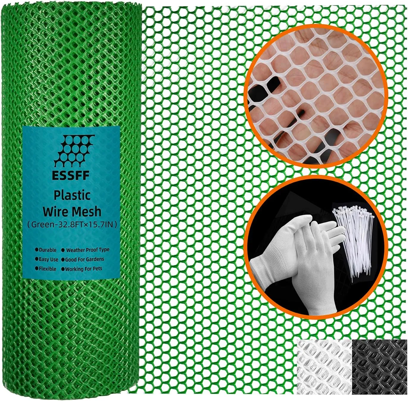 Pet & Garden Safeguard - 15.7IN x 32.8FT Roll - Green Plastic Netting, Multi-Use Decorative Fencing for Poultry, Dogs, Rabbits,Chicken and Snake Barrier