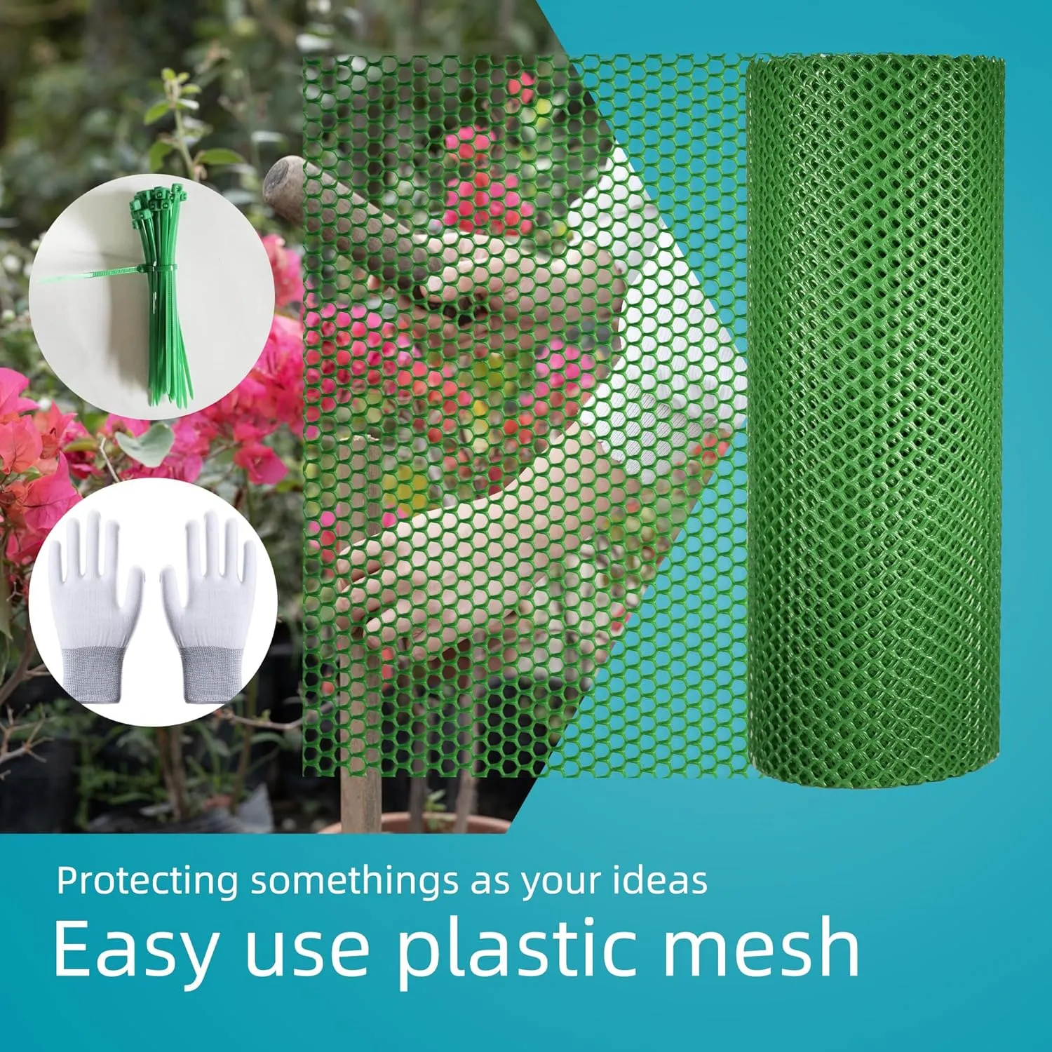 Pet & Garden Safeguard - 15.7IN x 32.8FT Roll - Green Plastic Netting, Multi-Use Decorative Fencing for Poultry, Dogs, Rabbits,Chicken and Snake Barrier