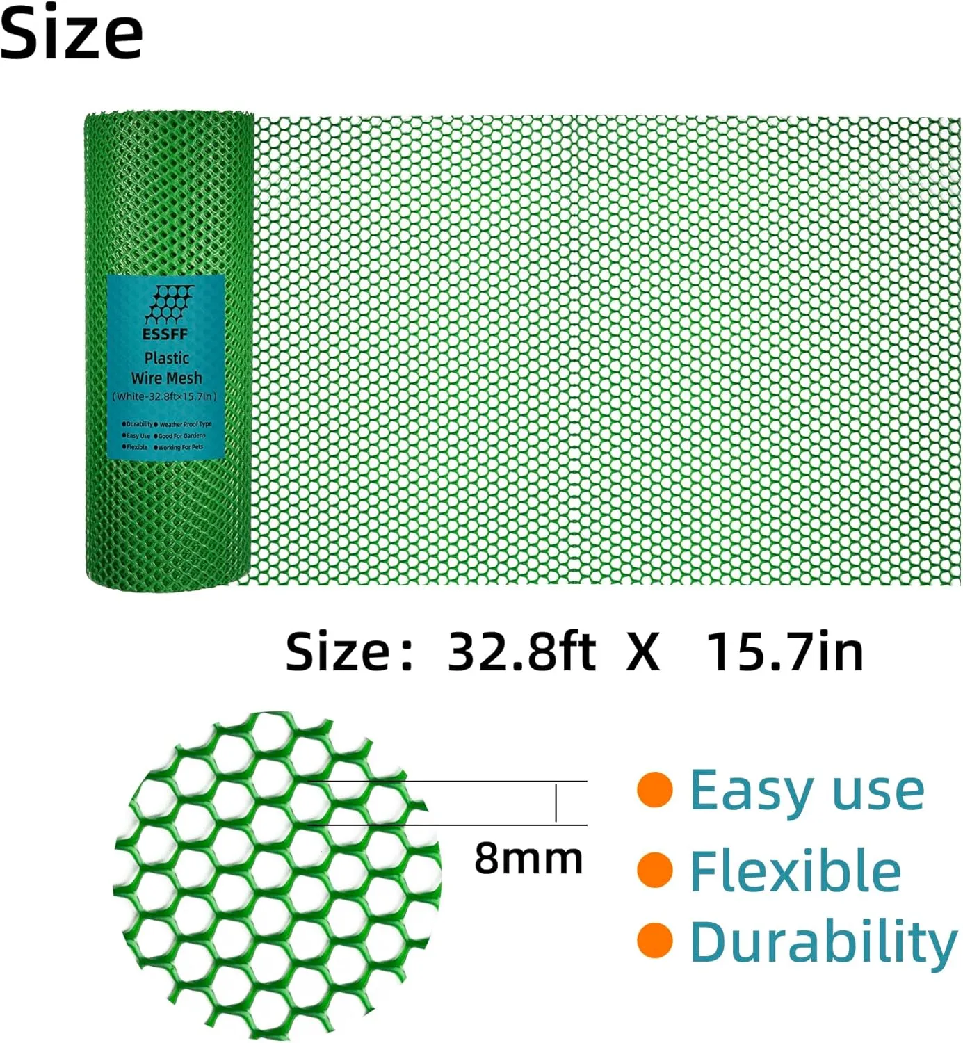 Pet & Garden Safeguard - 15.7IN x 32.8FT Roll - Green Plastic Netting, Multi-Use Decorative Fencing for Poultry, Dogs, Rabbits,Chicken and Snake Barrier