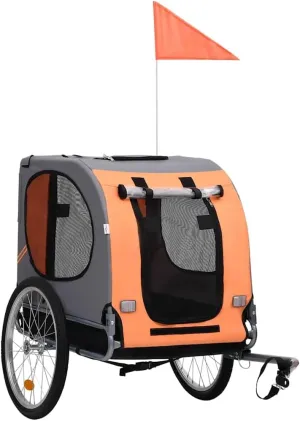 Pet Bike Trailer for Quality Time with Your Furry Friend, Sturdy and Water-Resistant, Safe Outdoor Adventures, Orange and Gray