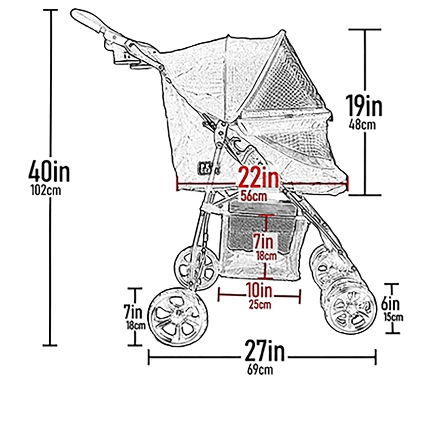 Pet Gear No-Zip Happy Trails Lite Pet Stroller for Cats/Dogs, Zipperless Entry, Easy Fold with Removable Liner, Safety Tether, Storage Basket   Cup Holder, 3 Colors