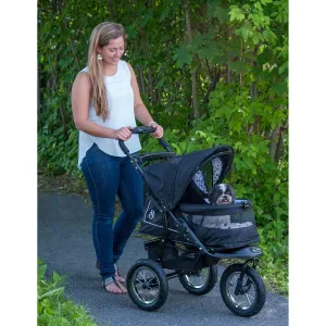 Pet Gear No-Zip NV Pet Stroller for Cats/Dogs, Zipperless Entry, Easy One-Hand Fold, Gel-Filled Tires, Plush Pad   Weather Cover Included, Black Spots