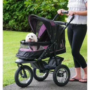 Pet Gear No-Zip NV Pet Stroller for Cats/Dogs, Zipperless Entry, Easy One-Hand Fold, Gel-Filled Tires, Plush Pad   Weather Cover Included, Peony