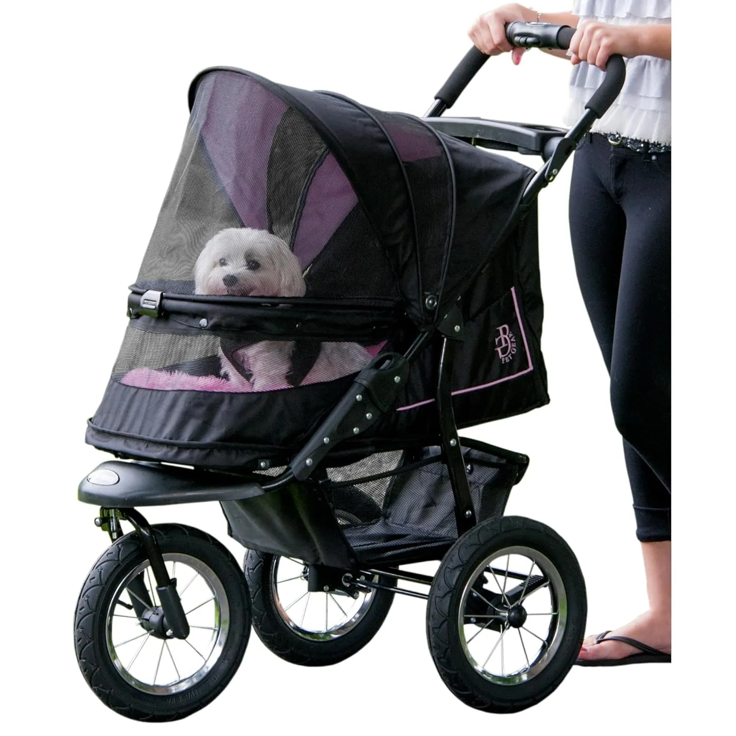 Pet Gear No-Zip NV Pet Stroller for Cats/Dogs, Zipperless Entry, Easy One-Hand Fold, Gel-Filled Tires, Plush Pad   Weather Cover Included, Peony
