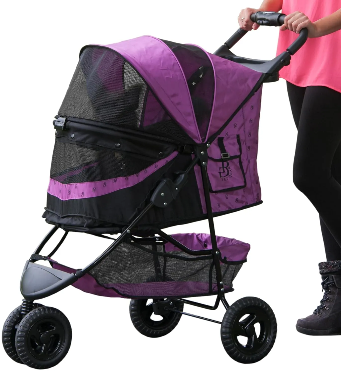 Pet Gear No-Zip Special Edition 3 Wheel Pet Stroller for Cats/Dogs, Zipperless Entry, Easy One-Hand Fold, Removable Liner, Cup Holder, Magenta