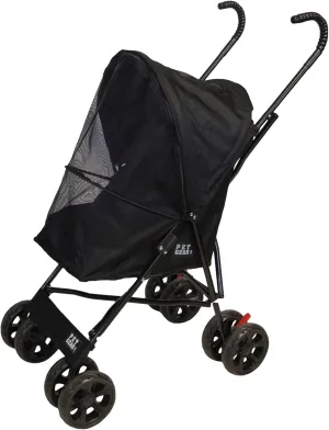 Pet Gear Travel Lite Plus Stroller, Compact, Easy Fold, No Assembly Required, Large Wheels for Cats and Dogs up to 15 pounds, 3 Colors New Black