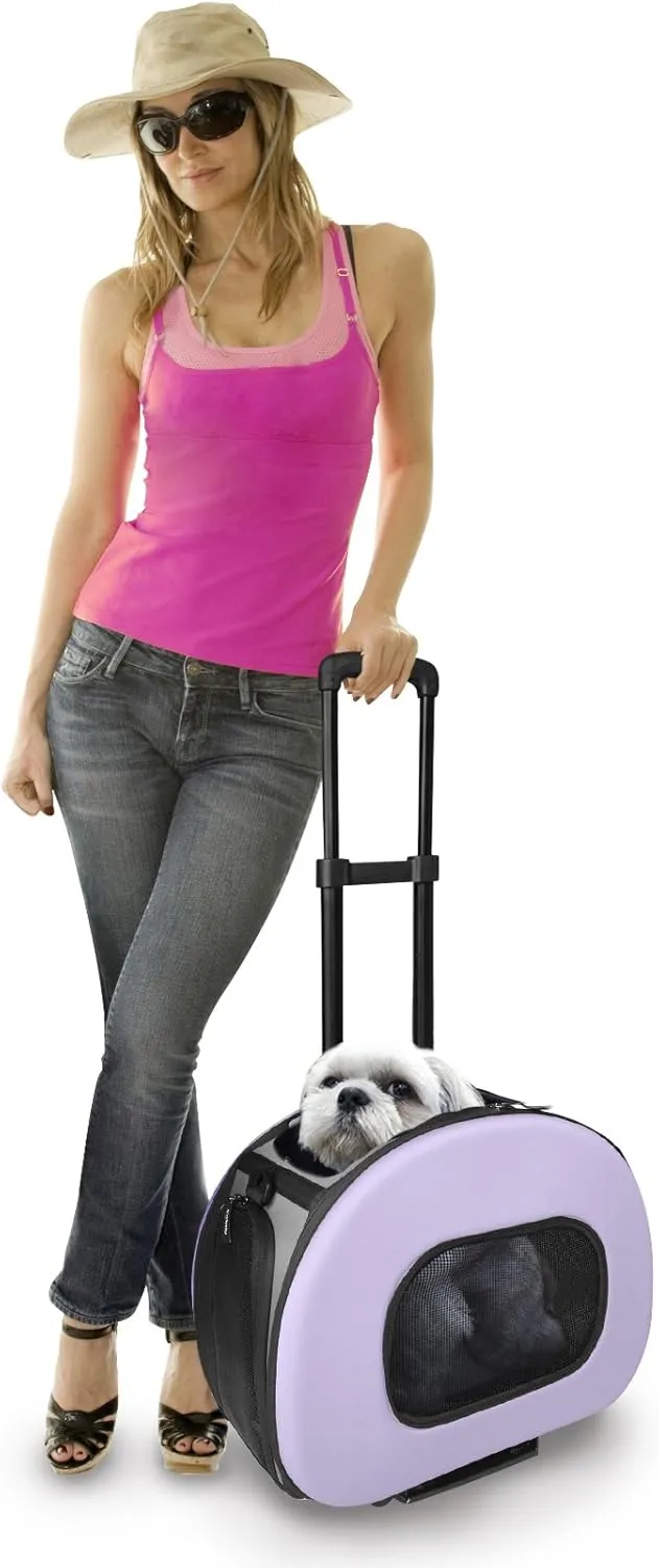 PET LIFE 'Final Destination' Airline Approved 2-in-1 Tough-Shell Wheeled Collapsible Travel Fashion Pet Dog Carrier Crate, One Size, Black