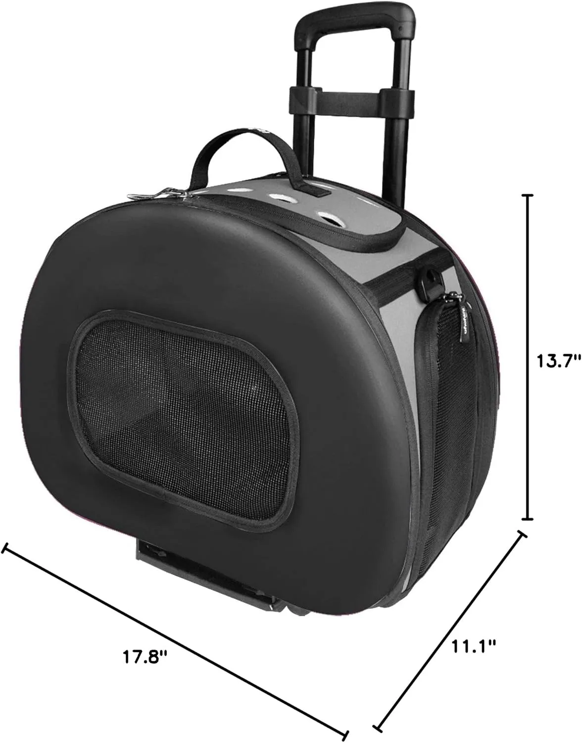 PET LIFE 'Final Destination' Airline Approved 2-in-1 Tough-Shell Wheeled Collapsible Travel Fashion Pet Dog Carrier Crate, One Size, Black