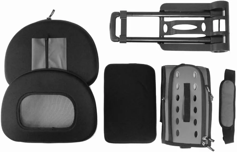 PET LIFE 'Final Destination' Airline Approved 2-in-1 Tough-Shell Wheeled Collapsible Travel Fashion Pet Dog Carrier Crate, One Size, Black