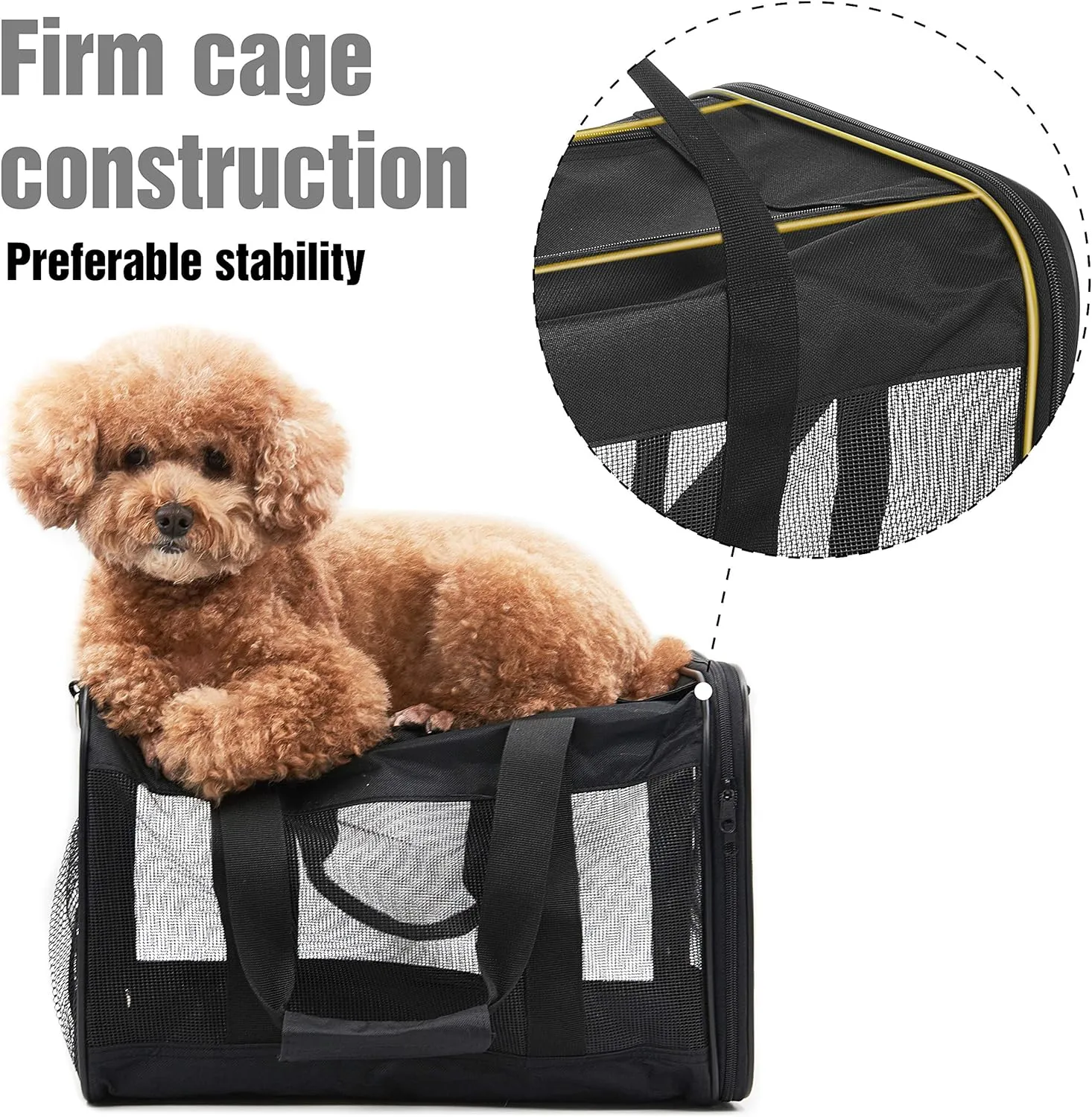 Pet Travel Carrier Soft Sided Portable Bag for Cats, Small Dogs, Kittens or Puppies 17 lbs Max, Collapsible, Durable, Airline Approved, Travel Friendly (Medium)