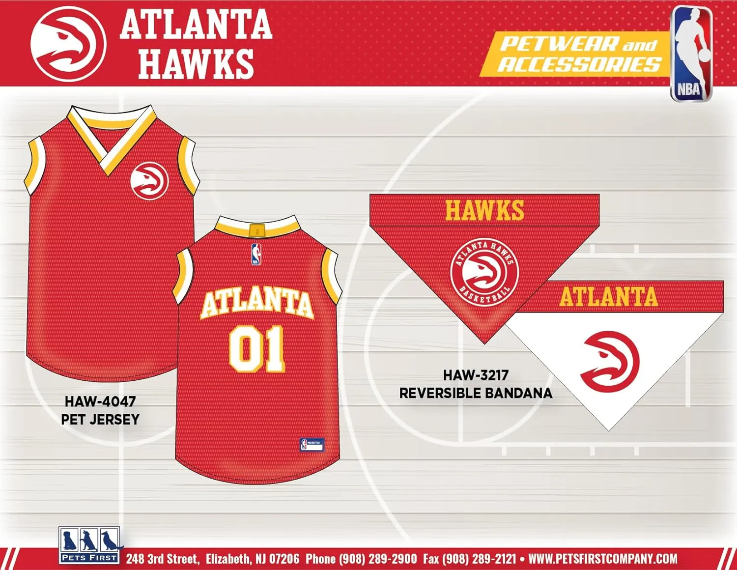 Pets First NBA Atlanta Hawks Dog Jersey, Medium- Tank Top Basketball Pet Jersey
