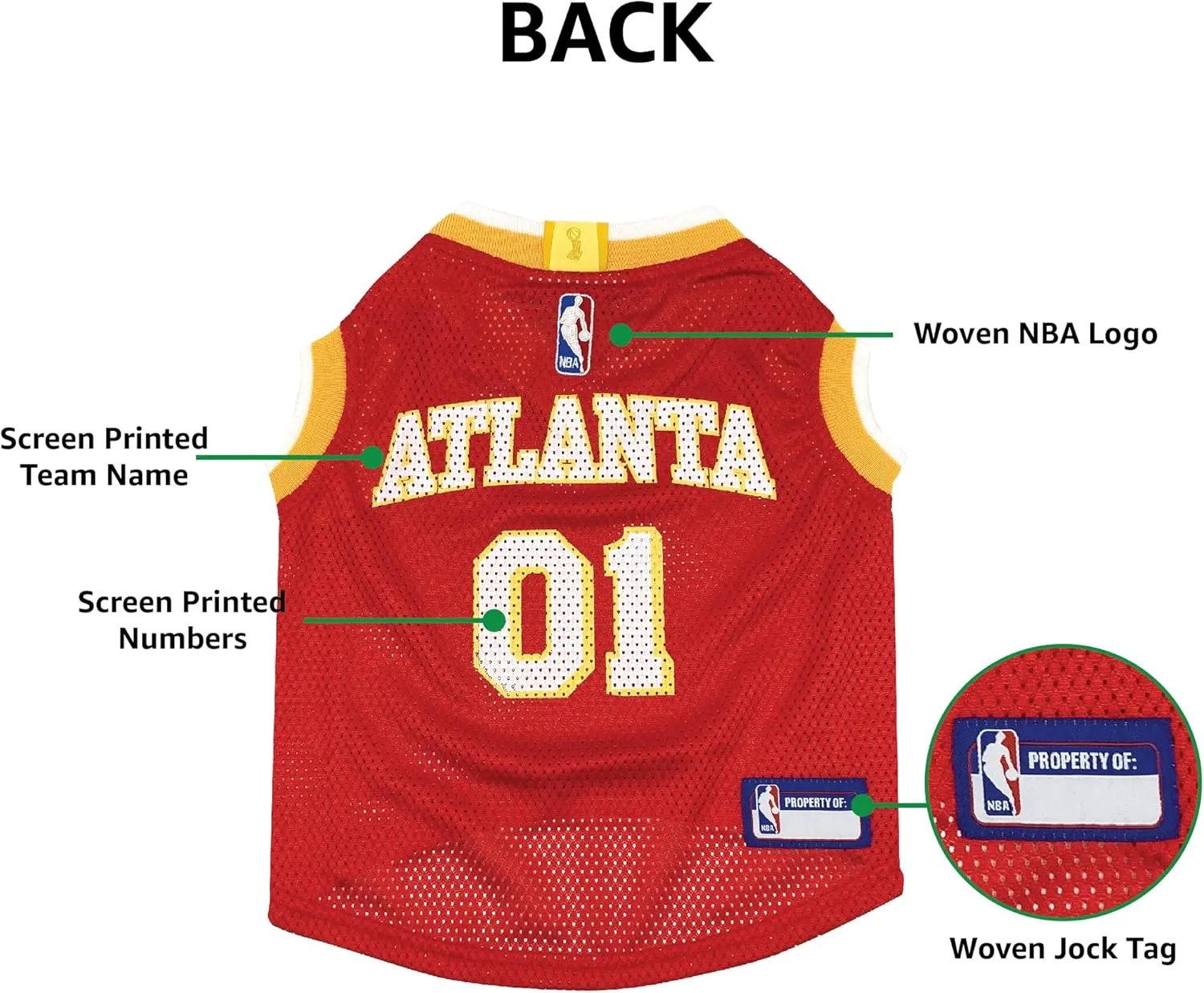 Pets First NBA Atlanta Hawks Dog Jersey, Medium- Tank Top Basketball Pet Jersey