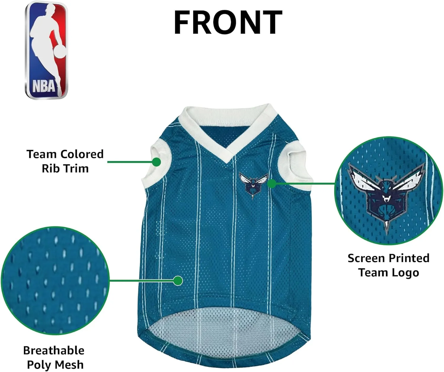 Pets First NBA Charlotte Hornets Dog Jersey, X-Large - Tank Top Basketball Pet Jersey