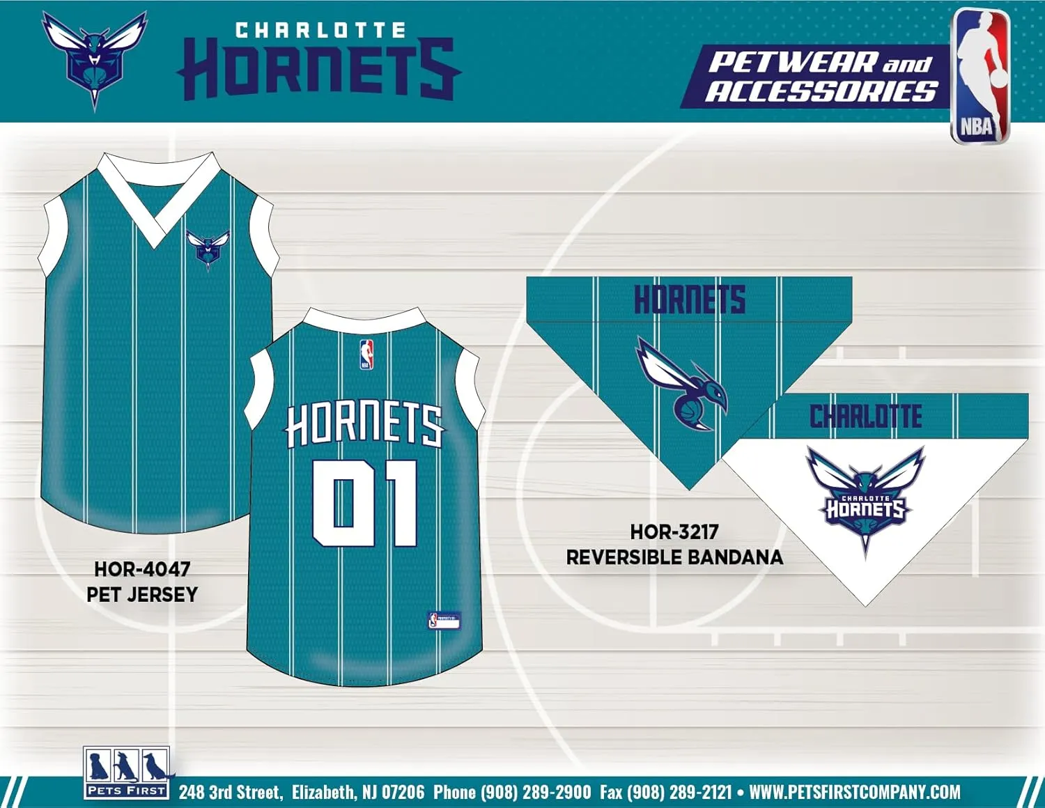 Pets First NBA Charlotte Hornets Dog Jersey, X-Large - Tank Top Basketball Pet Jersey