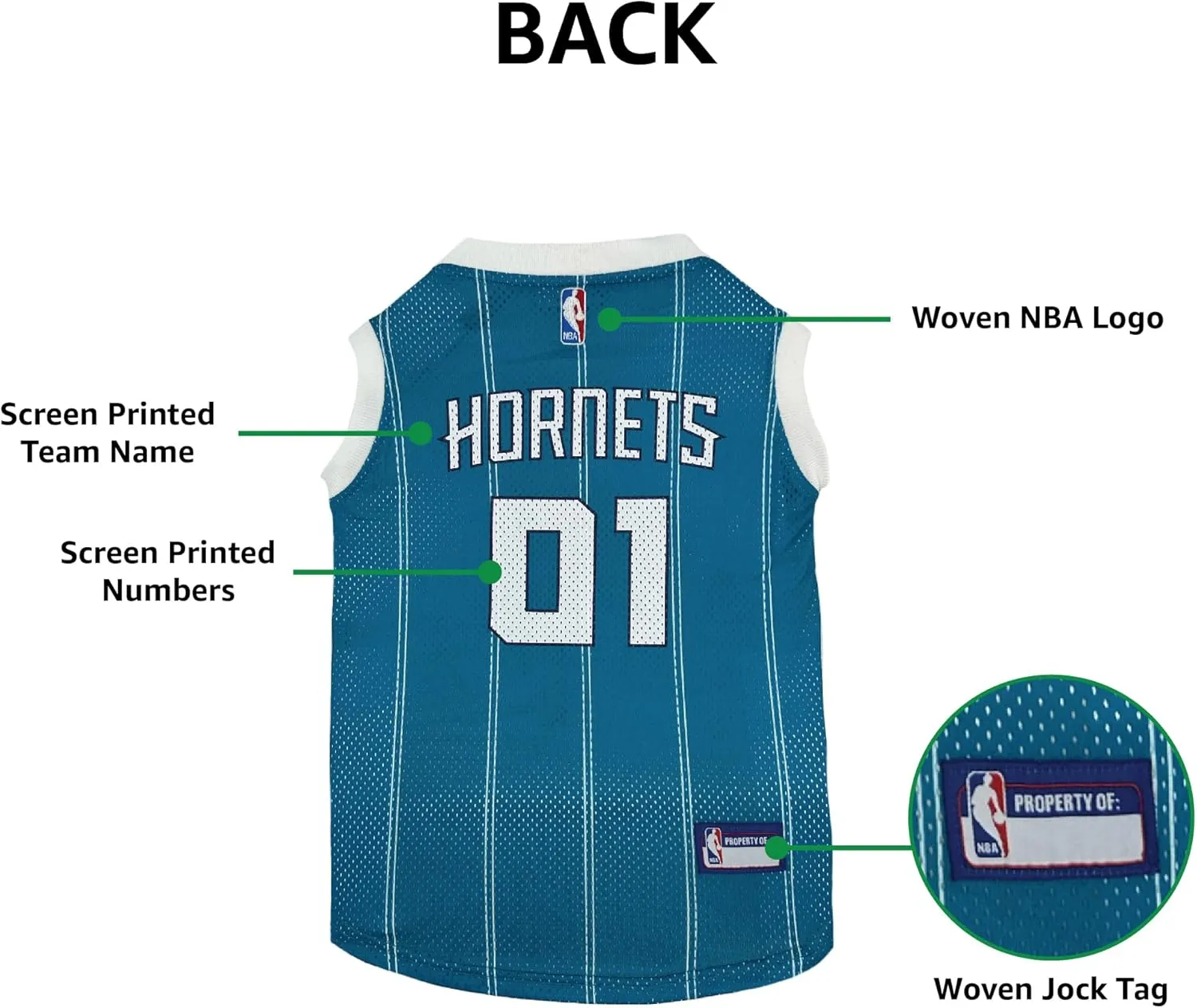 Pets First NBA Charlotte Hornets Dog Jersey, X-Large - Tank Top Basketball Pet Jersey