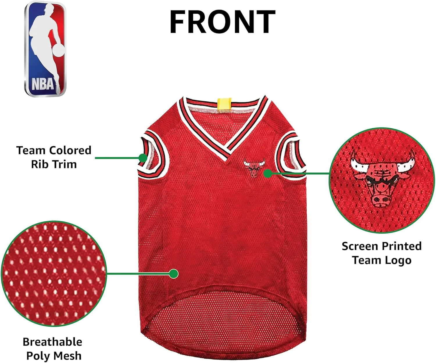 Pets First NBA CHICAGO BULLS DOG Jersey, Medium - Tank Top Basketball Pet Jersey