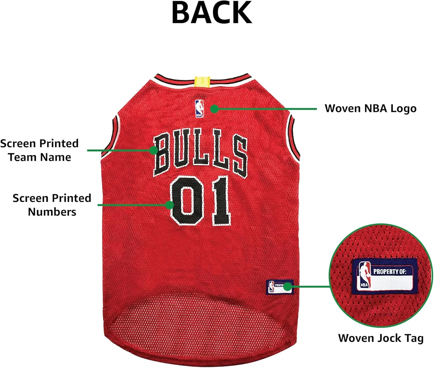 Pets First NBA CHICAGO BULLS DOG Jersey, Medium - Tank Top Basketball Pet Jersey