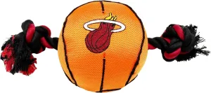 Pets First NBA Miami Heat Basketball Toy. - Tough Nylon Pet Toy with Tug Ropes & Inner Squeaker, one Size